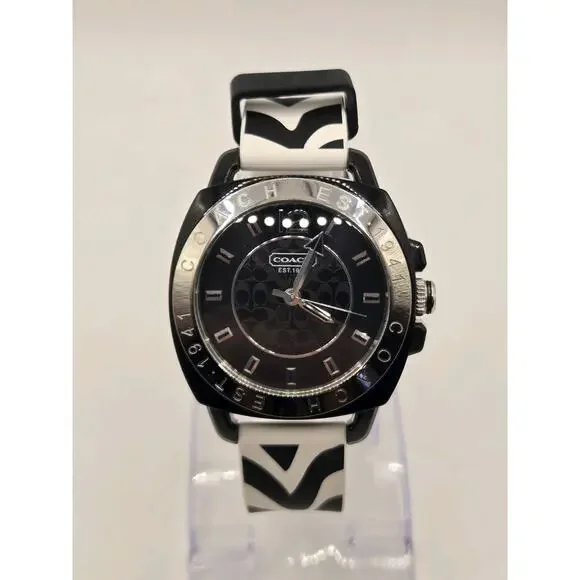 New COACH 1941 Ladies' 41mm Black Ceramic Silicone Watch. Box + Papers. - Picture 14 of 16
